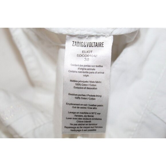 ZADIG & VOLTAIRE Eliot Boyfriend Crop High Rise Pants Button Fly Size 38 White - Picture 8 of 9